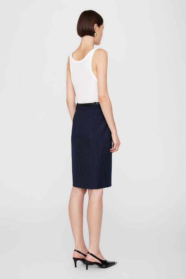 Anissa Kermiche Kora Skirt - Navy Pinstripe