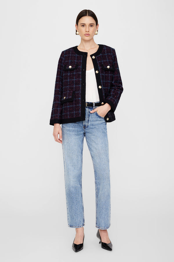 anissa kermiche Lydia Jacket - Blue And Red Tweed