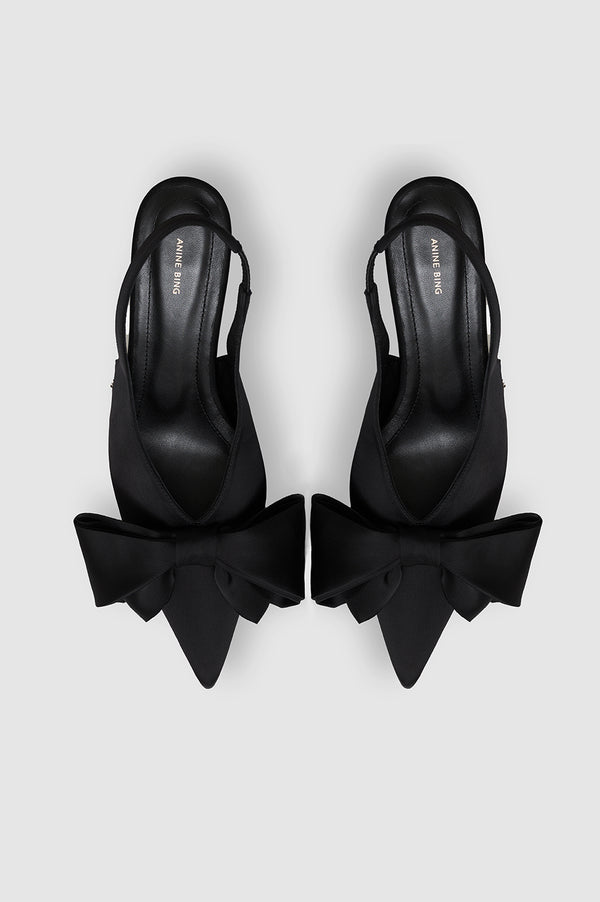 Anissa Kermiche Nina Heels With Bow - Black Satin