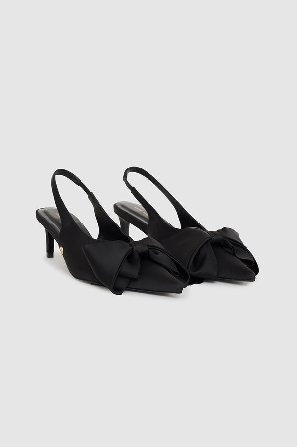 Anissa Kermiche Nina Heels With Bow - Black Satin
