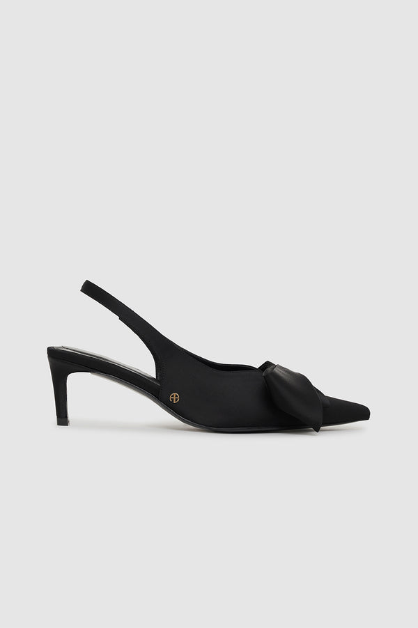 anissa kermiche Nina Heels With Bow - Black Satin