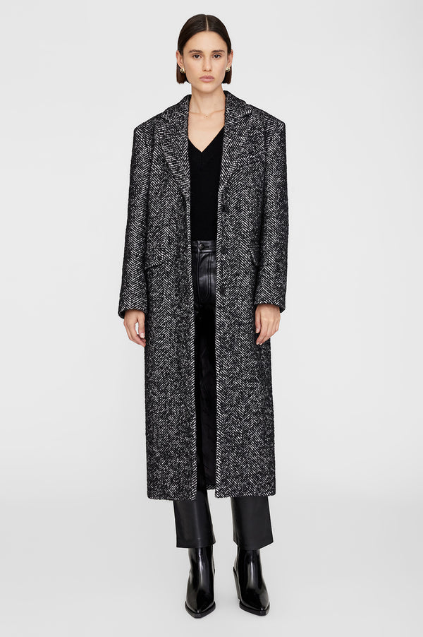 anissa kermiche Quinn Coat - Black And White Tweed
