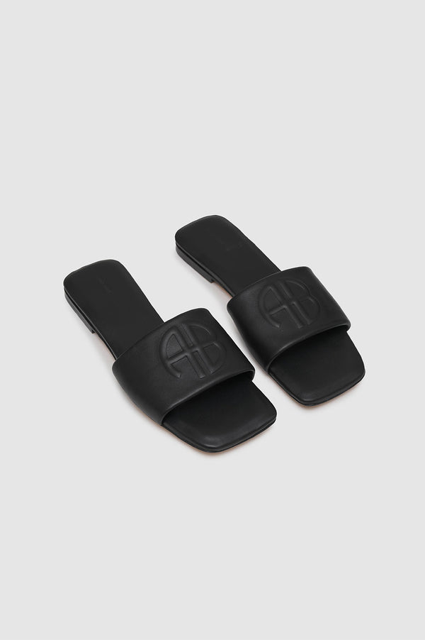 Anissa Kermiche Ria Slides - Black Monogram