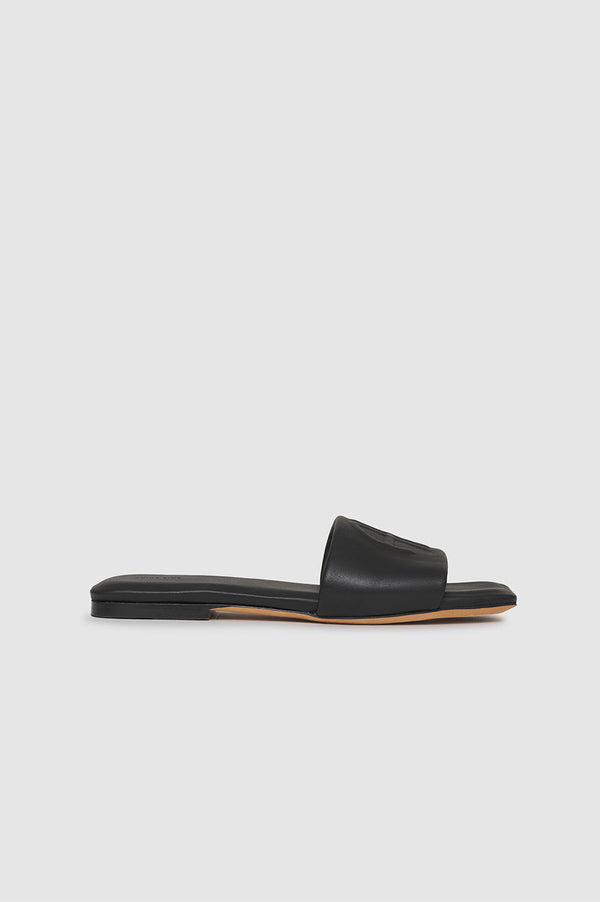 anissa kermiche Ria Slides - Black Monogram