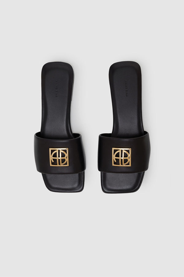 Anissa Kermiche Ria Slides Monogram - Black