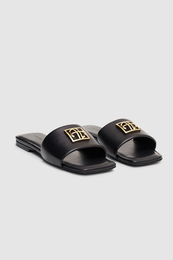 Anissa Kermiche Ria Slides Monogram - Black