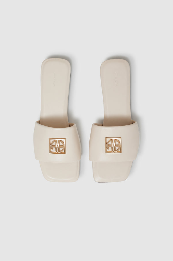 Anissa Kermiche Ria Slides Monogram - Ivory