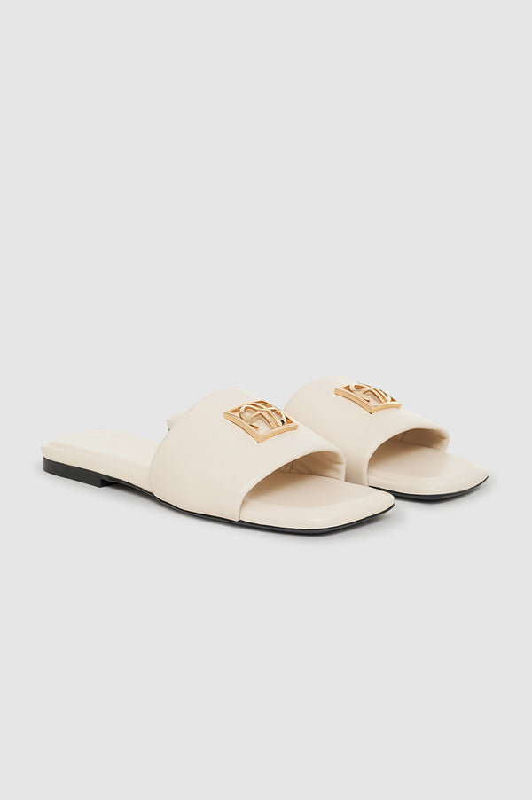 Anissa Kermiche Ria Slides Monogram - Ivory
