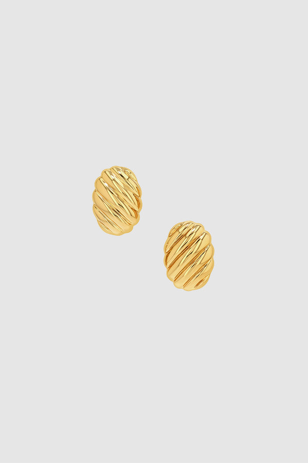 anissa kermiche Ribbed Oval Earrings - Gold