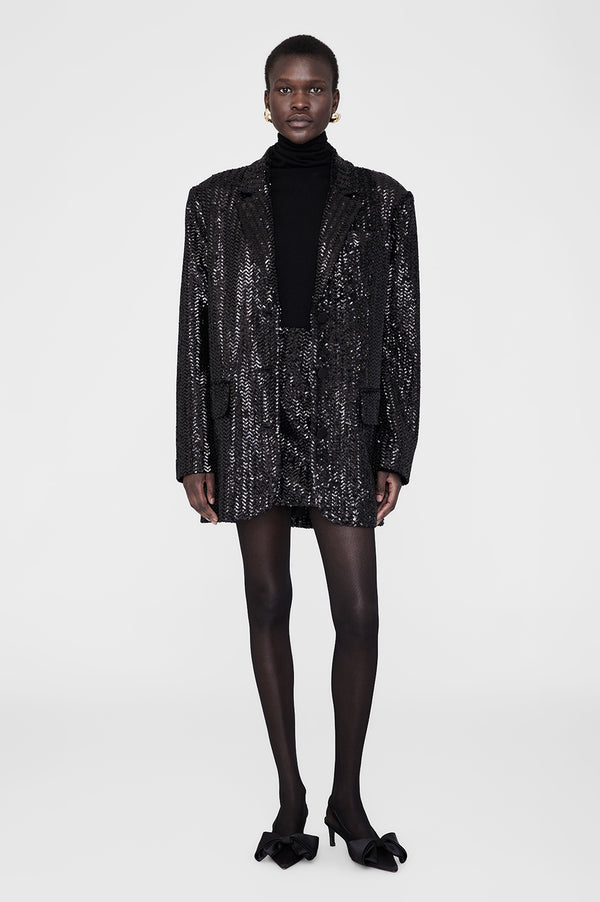 anissa kermiche Sara Blazer - Black Sequin