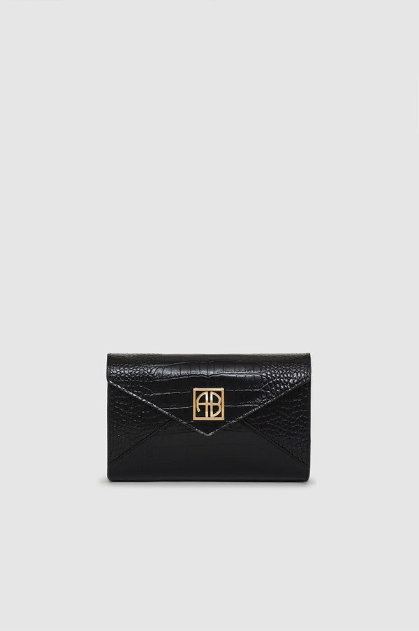 anissa kermiche Small Elly Clutch - Black Embossed