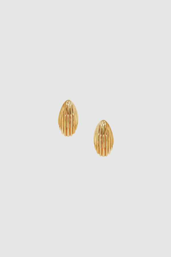 anissa kermiche Small Ribbed Drop Earrings - Gold