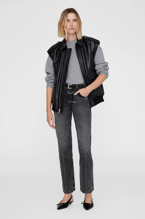 anissa kermiche Sonnie Vest - Black Leather