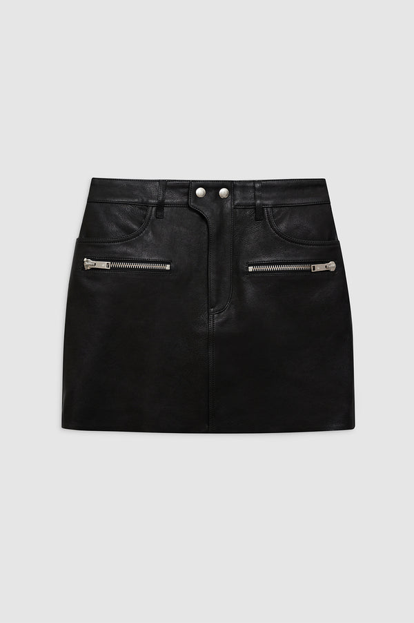 Anissa Kermiche Steel Skirt - Black Leather