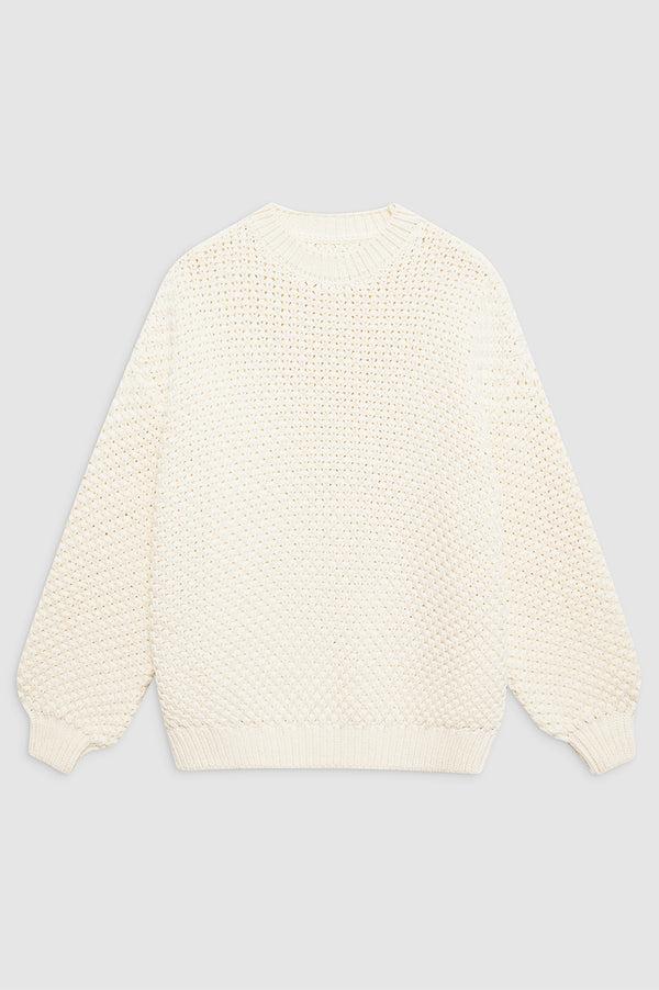 Anissa Kermiche Sydney Crew Sweater - Ivory Crochet
