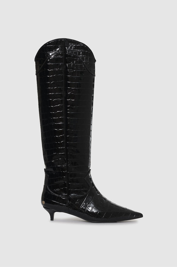 anissa kermiche Tall Rae Boots - Black Embossed