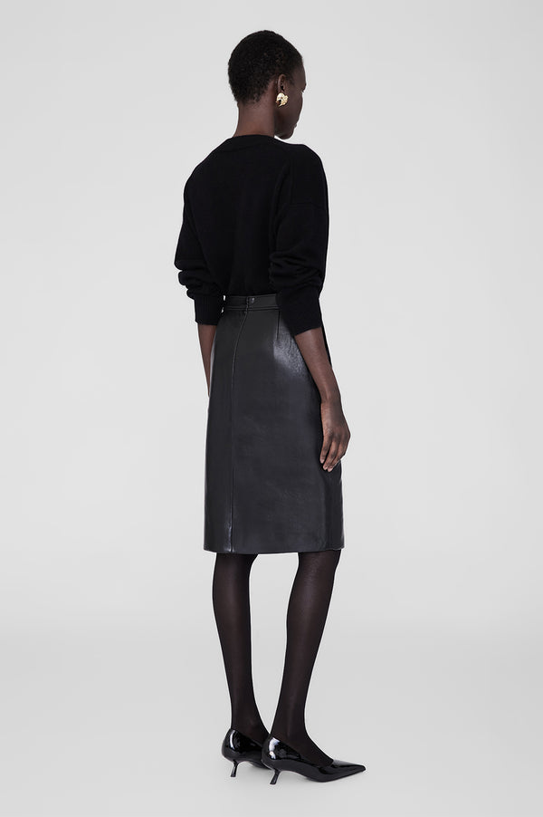 Anissa Kermiche Tyra Skirt - Black Recycled Leather