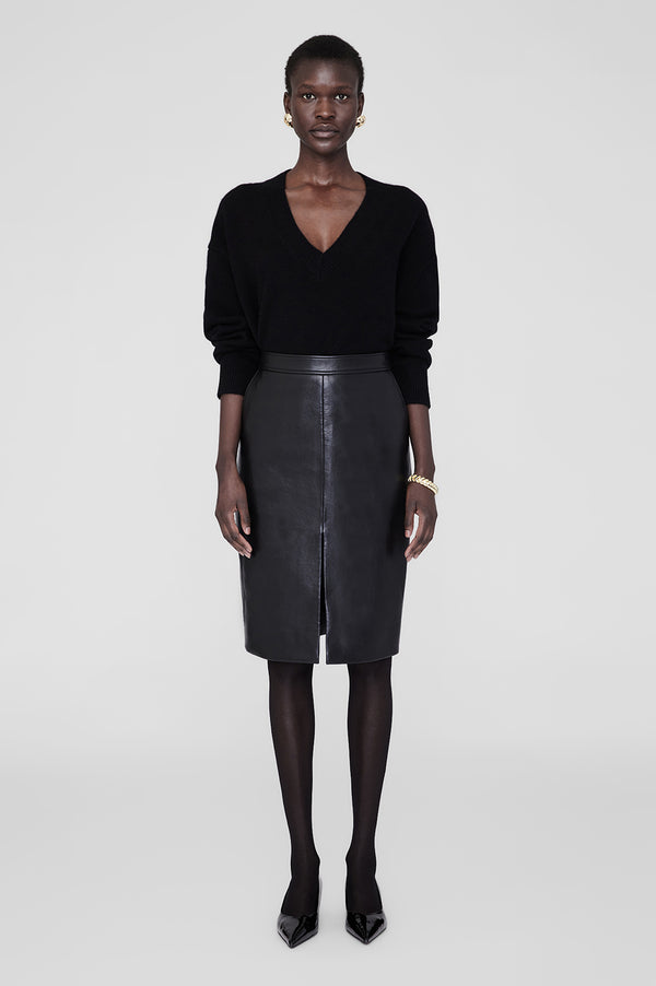anissa kermiche Tyra Skirt - Black Recycled Leather