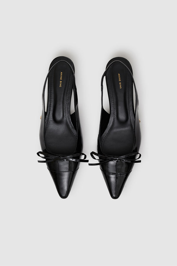 Anissa Kermiche Zoey Slingback Heels - Black Patent