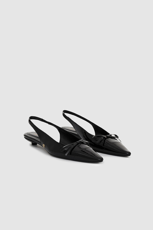 Anissa Kermiche Zoey Slingback Heels - Black Patent