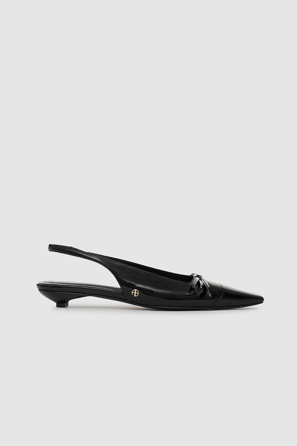 anissa kermiche Zoey Slingback Heels - Black Patent