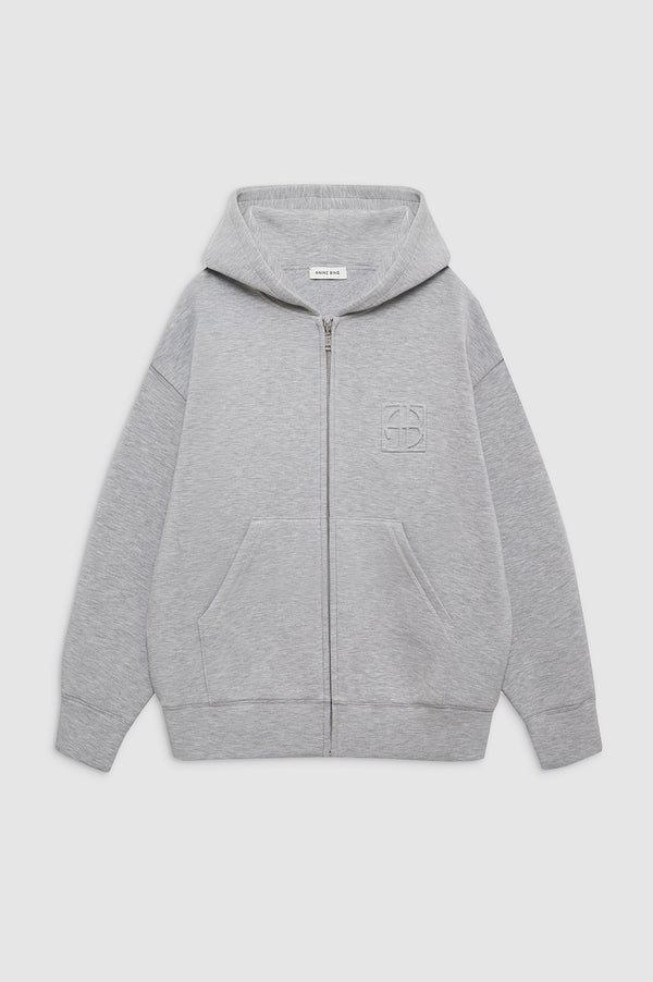 Anissa Kermiche Bond Zip Up Hoodie Framed Monogram - Heather Grey
