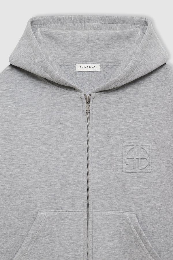 Anissa Kermiche Bond Zip Up Hoodie Framed Monogram - Heather Grey