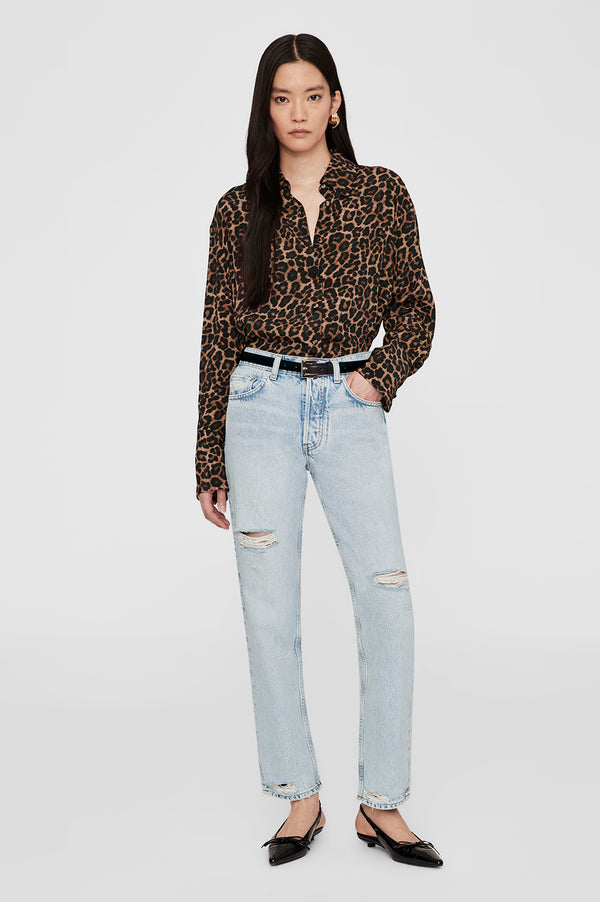 anissa kermiche Bridget Shirt - Black And Brown Leopard