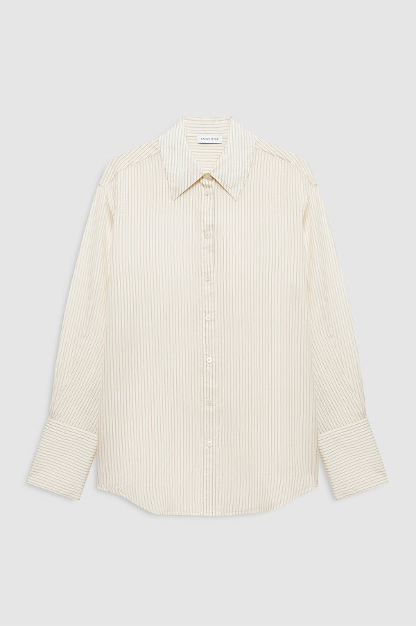 Anissa Kermiche Bridget Shirt - Ivory And Black Pinstripe