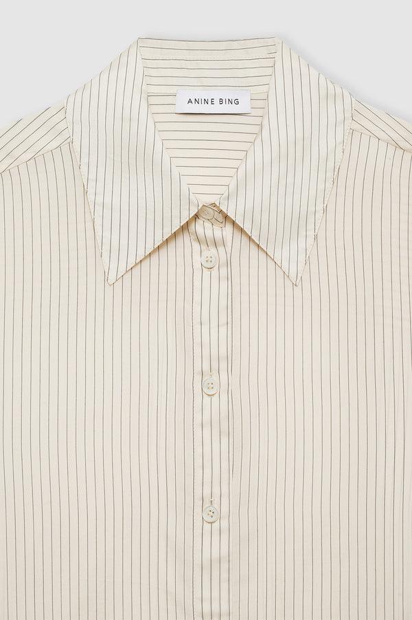 Anissa Kermiche Bridget Shirt - Ivory And Black Pinstripe