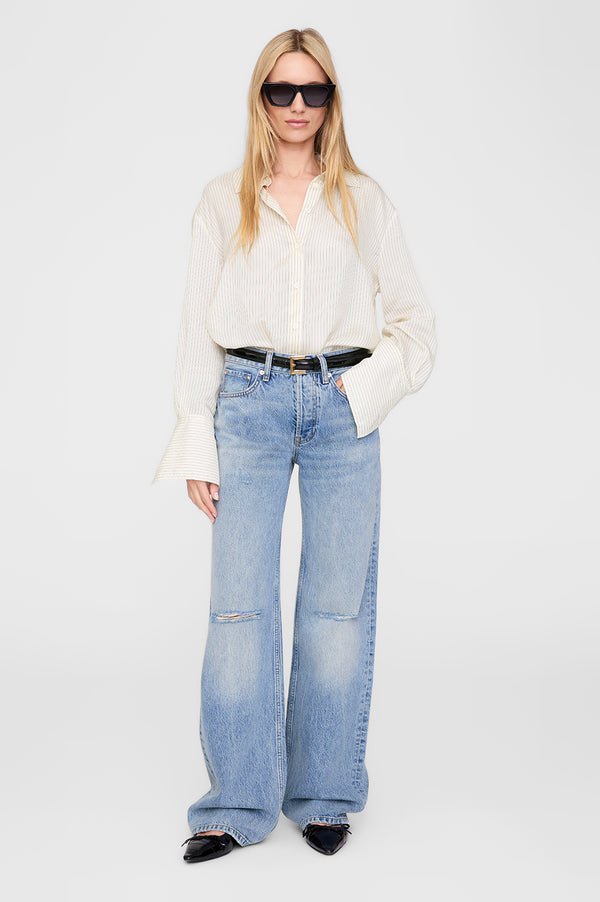 anissa kermiche Bridget Shirt - Ivory And Black Pinstripe