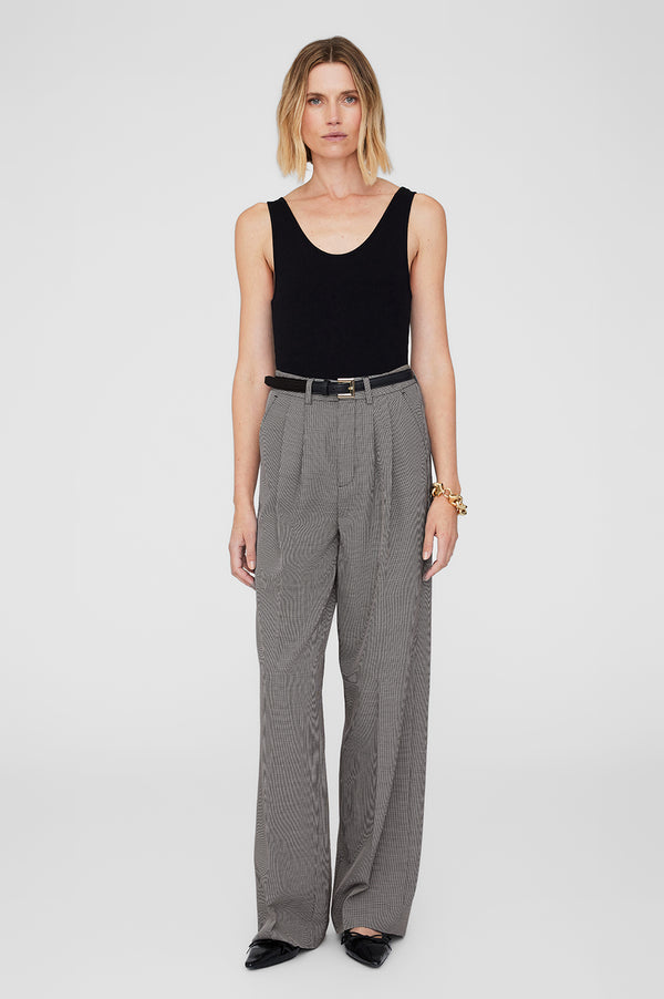 anissa kermiche Carrie Pant - Black And White Mini Houndstooth