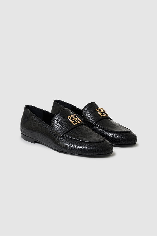 Anissa Kermiche Corrine Loafers Monogram - Black Mini Embossed