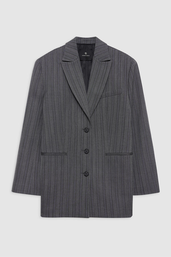 Anissa Kermiche Declan Blazer - Black And Grey Stripe