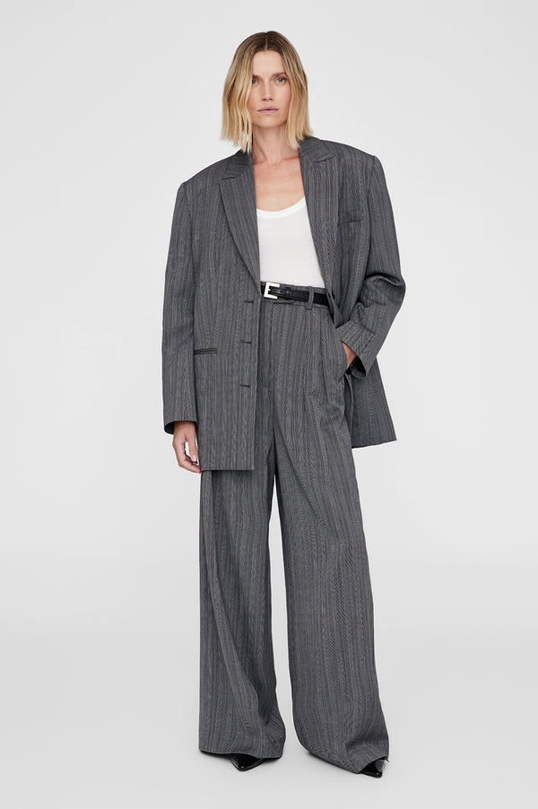 anissa kermiche Declan Blazer - Black And Grey Stripe