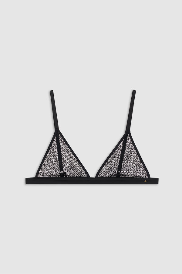 anissa kermiche Eldra Bralette - Black Geometric Lace