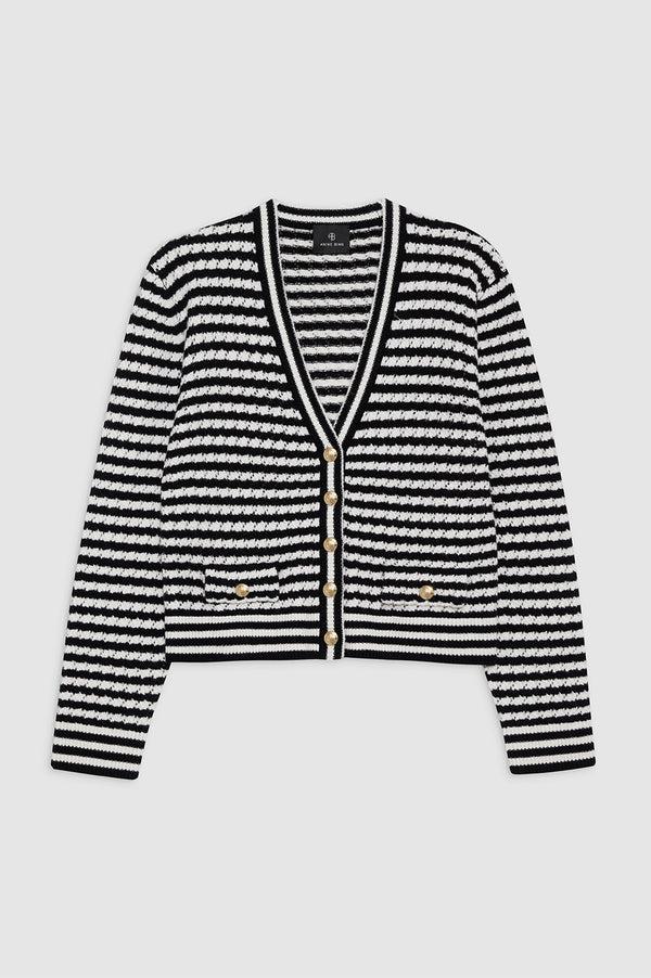 Anissa Kermiche Gwen Cardigan - Black And Ivory Stripe
