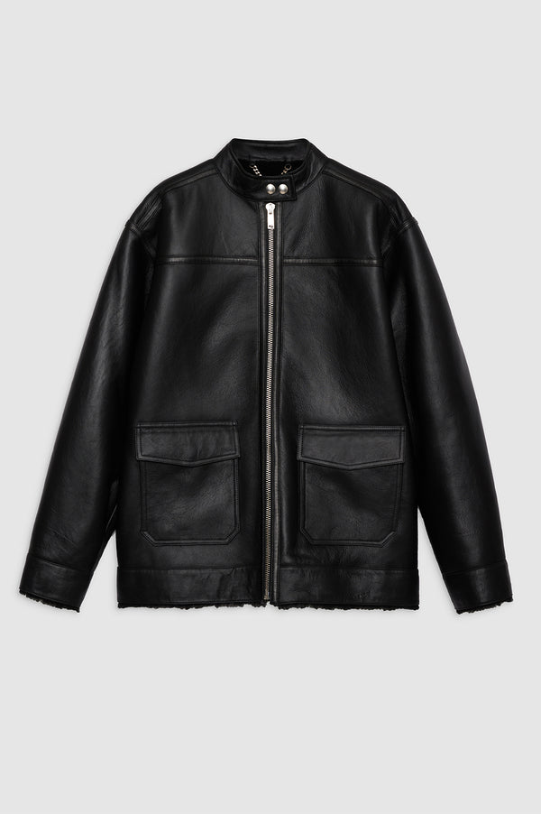 Anissa Kermiche Henry Jacket - Black Leather With Shearling