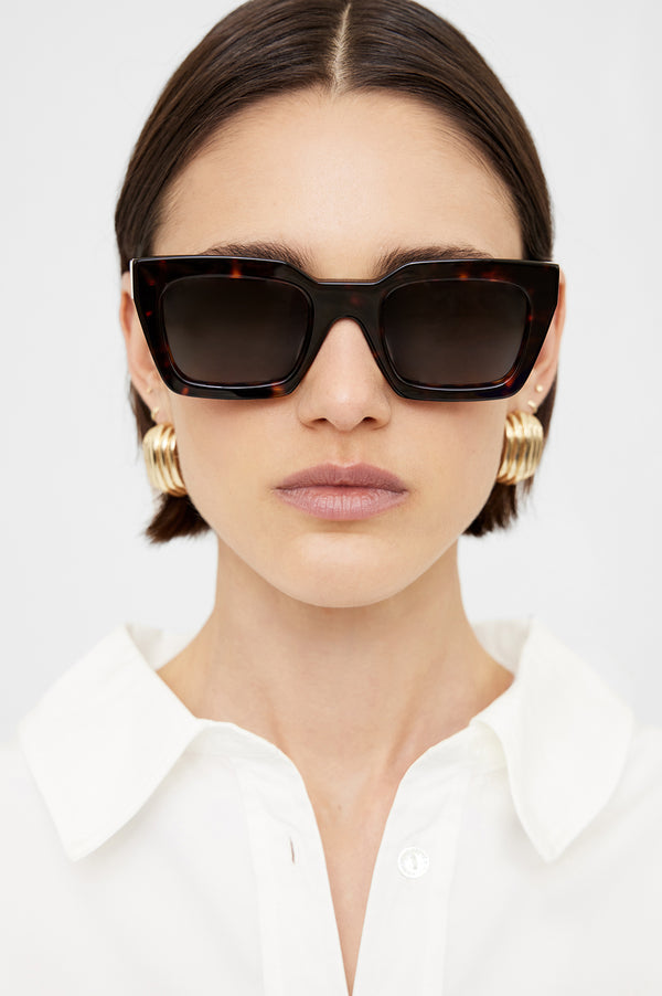 Anissa Kermiche Indio Sunglasses In Dark Tortoise | ANINE BING