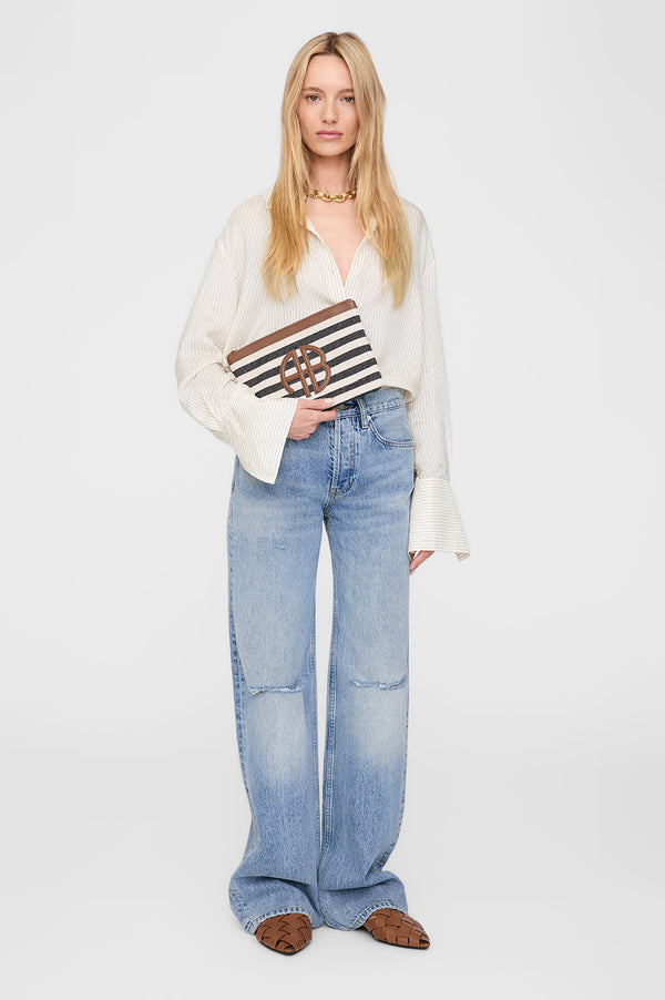 Anissa Kermiche Lili Pouch - Black And Natural Stripe