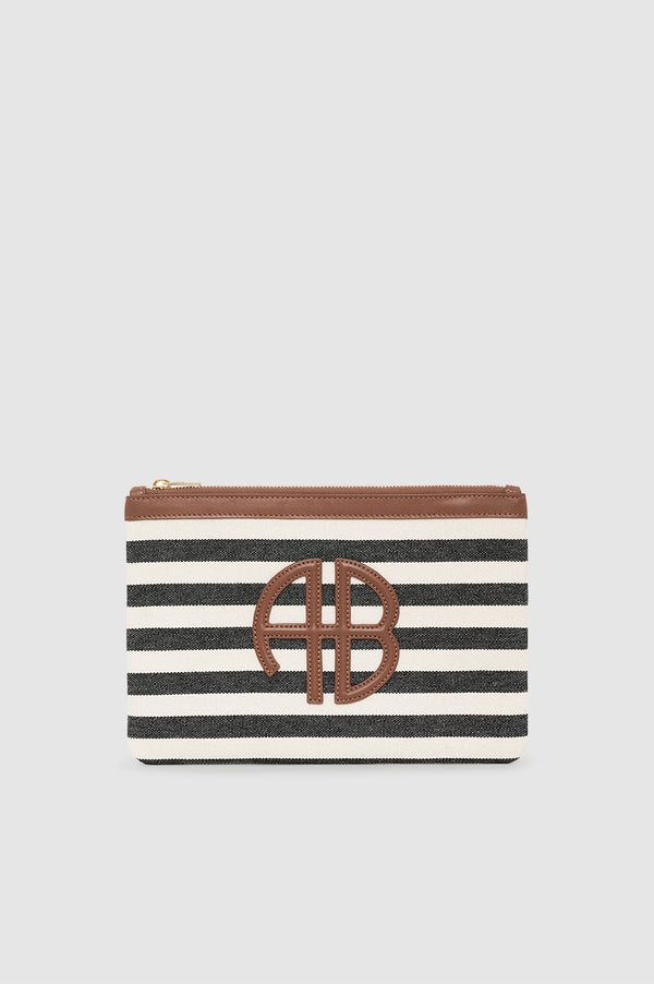 anissa kermiche Lili Pouch - Black And Natural Stripe