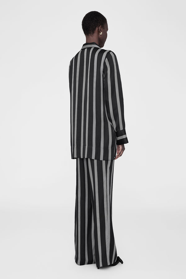 Anissa Kermiche Lynette Shirt - Black Herringbone Stripe