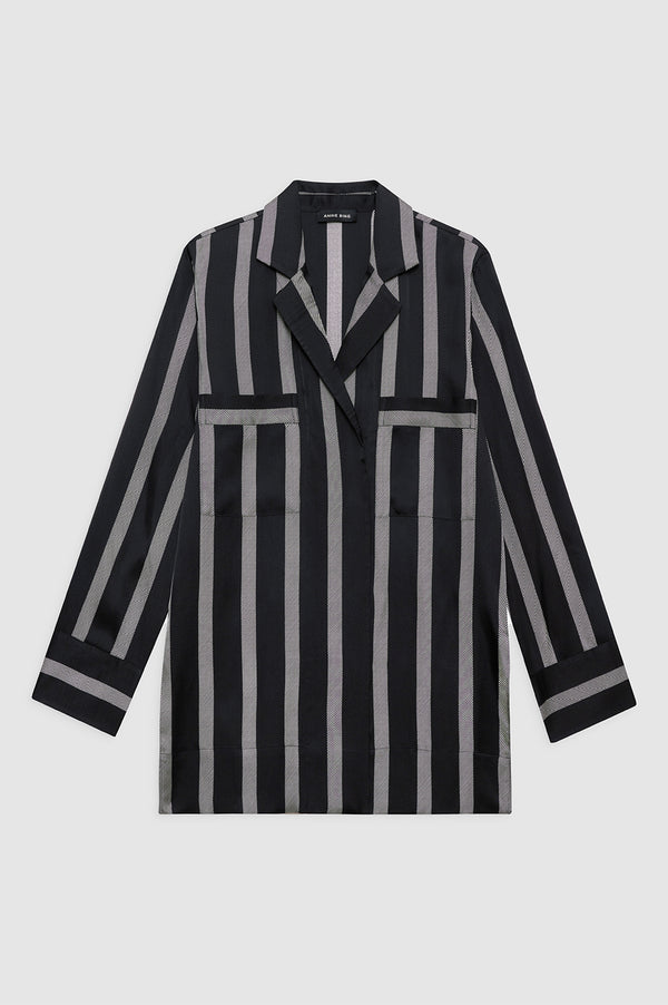 Anissa Kermiche Lynette Shirt - Black Herringbone Stripe