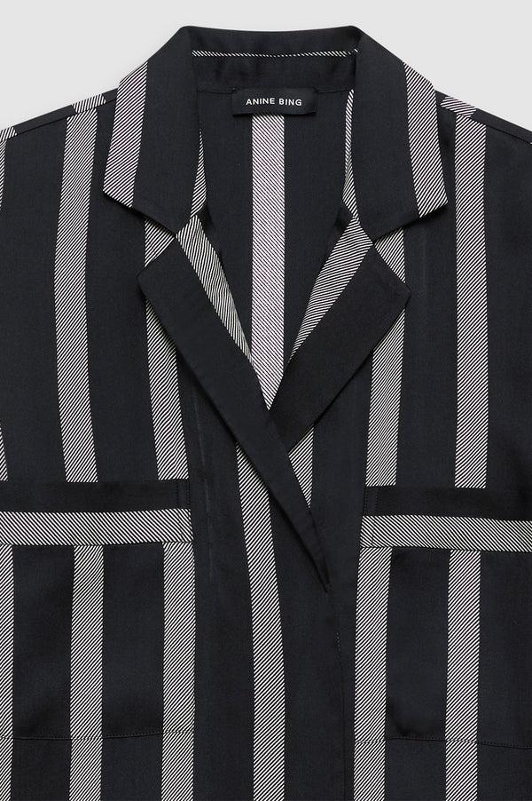 Anissa Kermiche Lynette Shirt - Black Herringbone Stripe