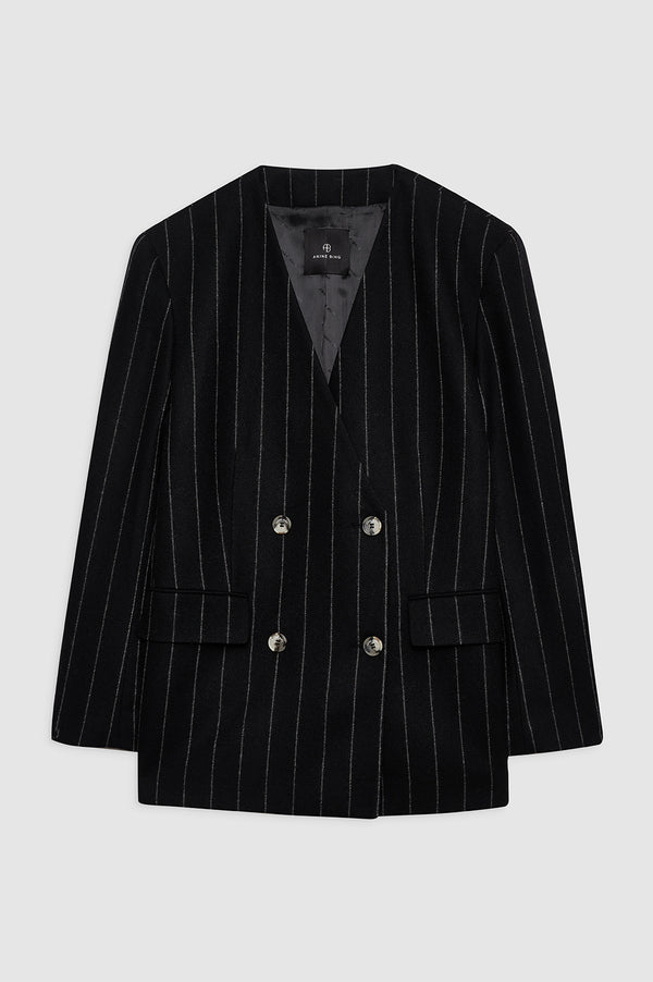 Anissa Kermiche Maron Blazer In Dark Grey Pinstripe | ANINE BING