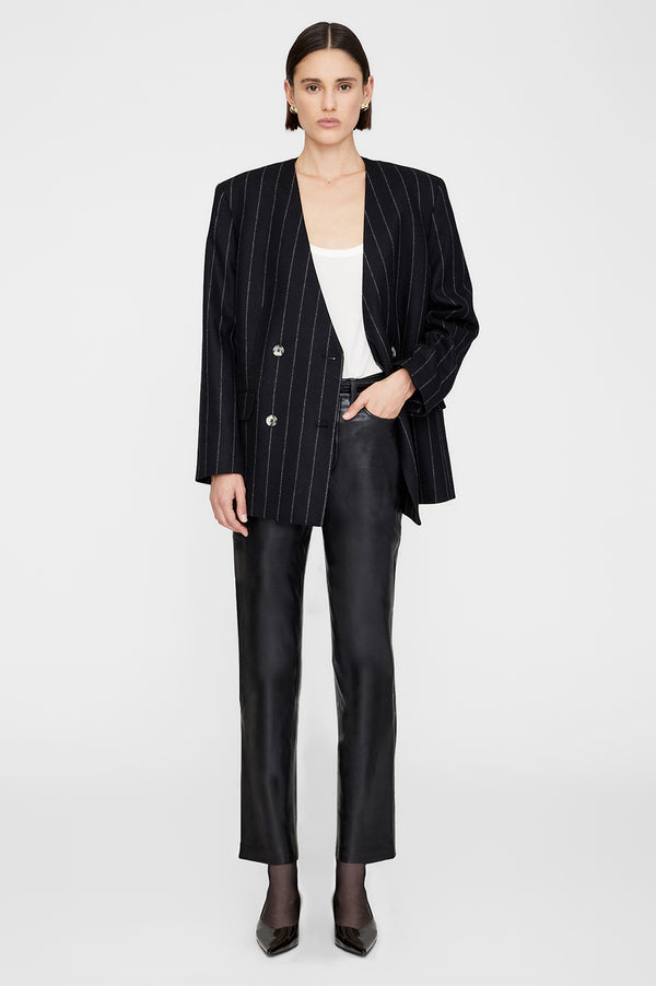 anissa kermiche Maron Blazer in Dark Grey Pinstripe | ANINE BING