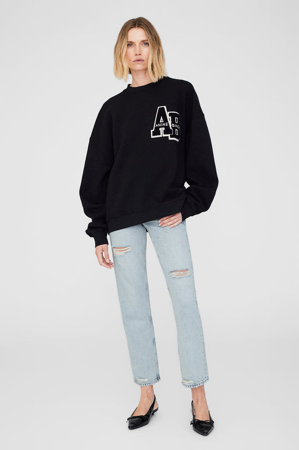 anissa kermiche Miles Oversized Sweatshirt Letterman - Black