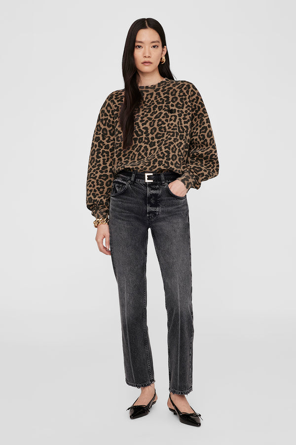 anissa kermiche Miles Sweatshirt - Black And Brown Leopard