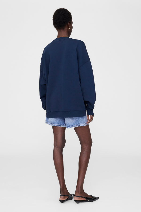 Anissa Kermiche Miles Sweatshirt Framed Monogram - Washed Navy