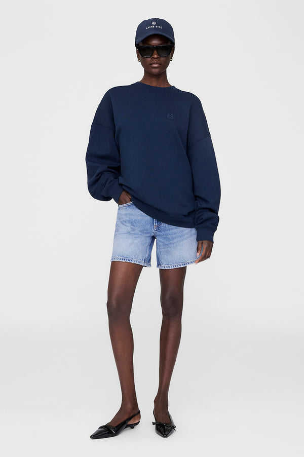 anissa kermiche Miles Sweatshirt Framed Monogram - Washed Navy